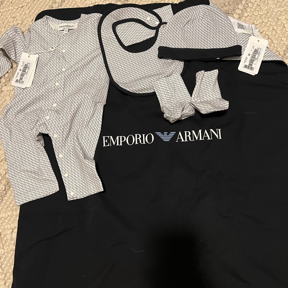 Armani baby suit gift set with blanket